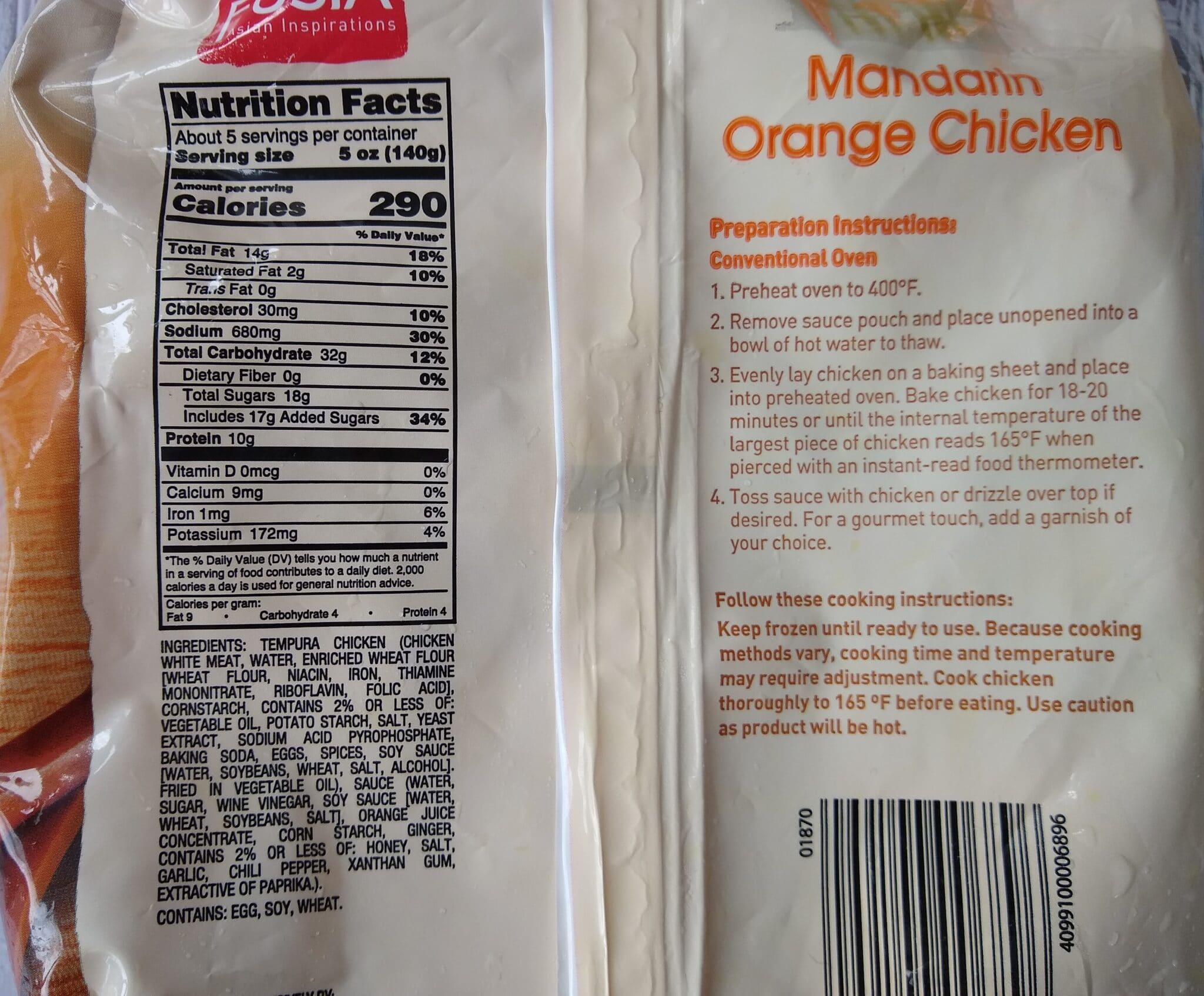 Mandarin Orange Chicken Nutrition Facts