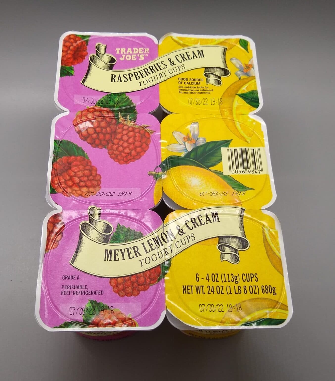 Trader Joe's Meyer Lemon & Cream Yogurt + Raspberries & Cream Yogurt