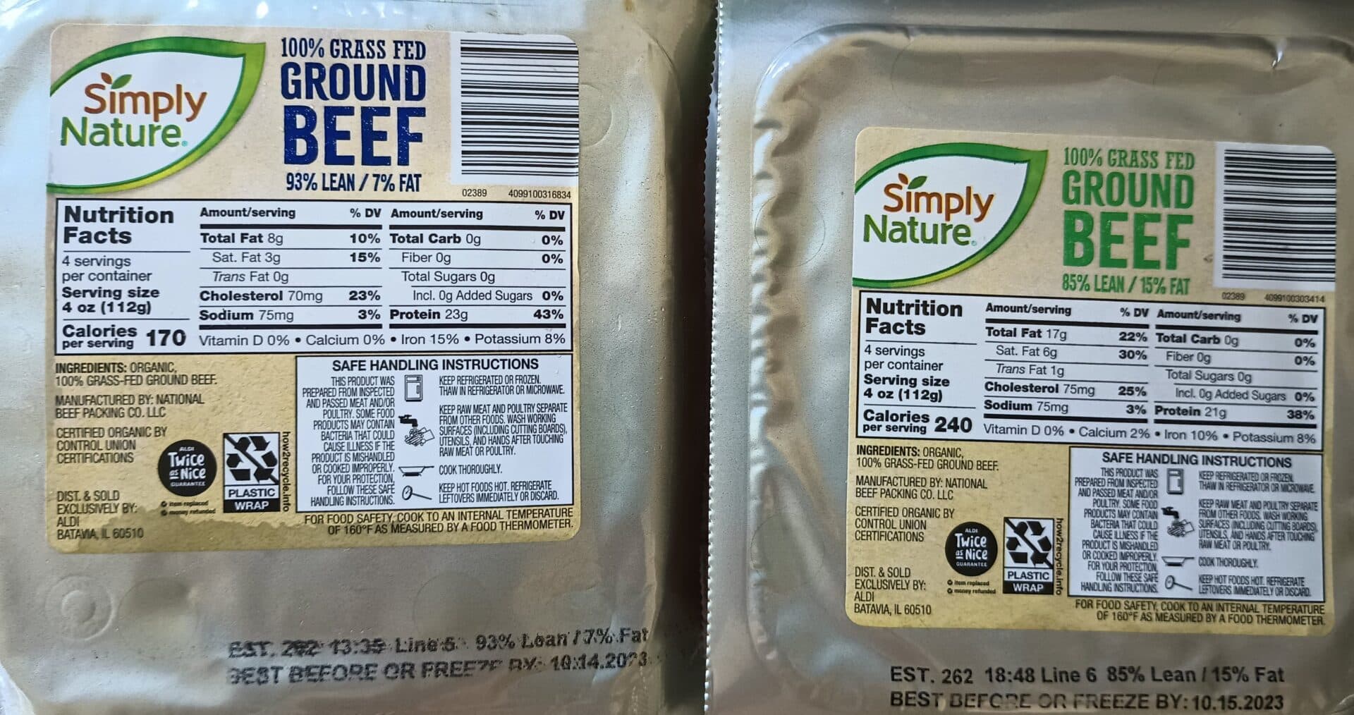 Marketside Organic Grass-Fed Ground Beef, 85% Lean/15% Fat, 1 lb 